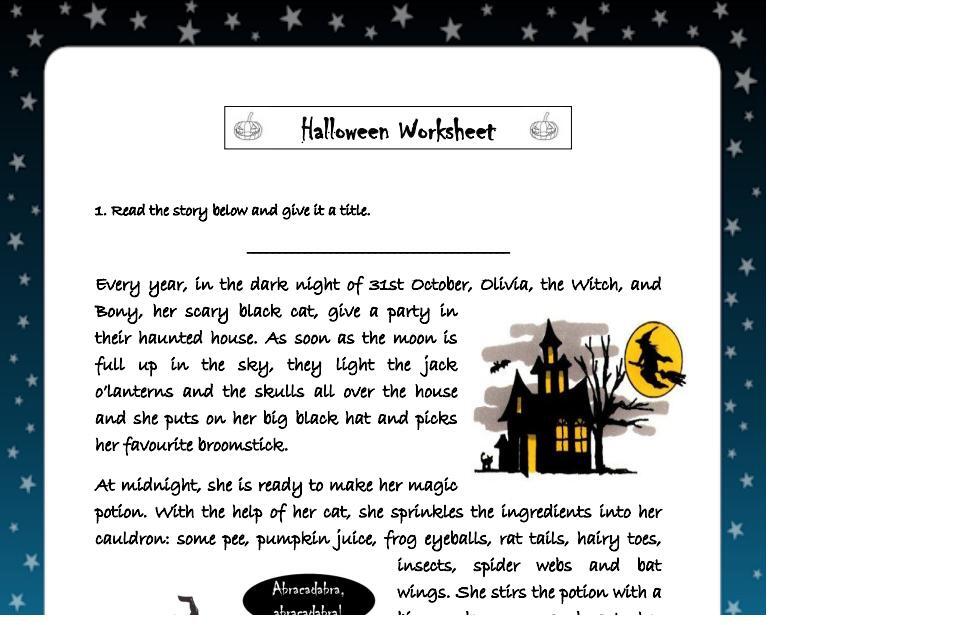 Halloween Worksheet