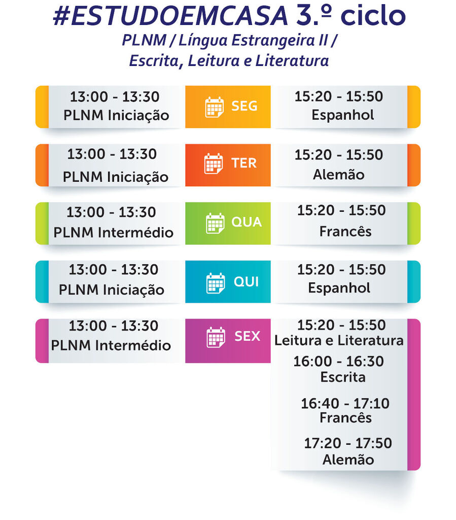 horário RTP Memória 3.º ciclo língua estrangeira ii, plnm